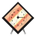 Rhombus shaped clock on white background