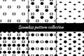 Rhombuses, diamonds, lozenges, hexagons seamless patterns collection. Folk prints. Ethnic ornaments set