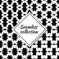 Rhombuses, diamonds, lozenges seamless patterns collection. Folk prints. Ethnic ornaments set. Tribal wallpapers kit