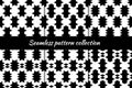 Rhombuses, diamonds, lozenges, tiles, figures seamless patterns collection. Folk prints. Ethnic ornaments set