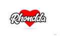 rhondda city design typography with red heart icon logo