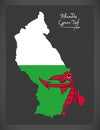 Rhondda Cynon Taf Wales map with Welsh national flag