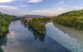 Rhone and Arve river confluence, Geneva, Switzerland, HDR