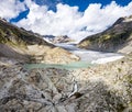 The Rhone Glacier, the source of the Rhone at Furka Pass in Switzerland Royalty Free Stock Photo