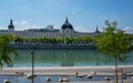 Rhone river with Grand Hotel Dieu after 2018 renovation in Lyon France Royalty Free Stock Photo