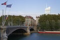 Rhone river and Incity Tower Royalty Free Stock Photo