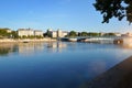 Rhone river in summer on a blue day Lyon France Royalty Free Stock Photo