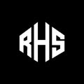 RHS letter logo design with polygon shape. RHS polygon and cube shape logo design. RHS hexagon vector logo template white and Royalty Free Stock Photo