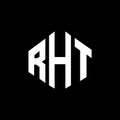 RHT letter logo design with polygon shape. RHT polygon and cube shape logo design. RHT hexagon vector logo template white and Royalty Free Stock Photo