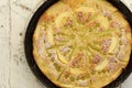 Rhubarb Apple Vanilla Cake in Baking Tray White Background