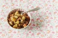 Rhubarb crumble, baked with whole-grain flour Royalty Free Stock Photo
