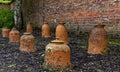 Rhubarb forcing jars, Trengwainton Garden, Penzance, Cornwall. Royalty Free Stock Photo