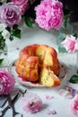 Rhubarb german  band cake.style vintage Royalty Free Stock Photo