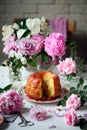 Rhubarb german  band cake.style vintage Royalty Free Stock Photo