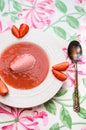 Rhubarb kissel and ice cream Royalty Free Stock Photo