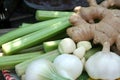 Rhubarb onion ginger and garlic