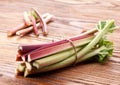 Rhubarb stalks.