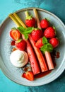 Rhubarb and Strawberry Dessert Plate. Summer dessert