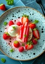 Rhubarb and Strawberry Dessert Plate. Summer dessert