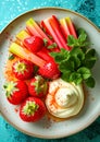 Rhubarb and Strawberry Dessert Plate. Summer dessert