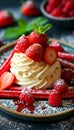 Rhubarb and Strawberry Dessert Plate. Summer dessert