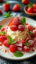 Rhubarb and Strawberry Dessert Plate. Summer dessert