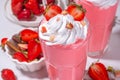Rhubarb and strawberry milkshake drink
