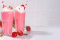 Rhubarb and strawberry milkshake drink