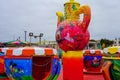 Rhyl fun fair closed for the winter brightly colored children\'s rides