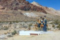 Rhyolite Ghost Town.Nevada.USA - February 21, 2018 - Burlap puppets in the Goldwell Open Air Museum