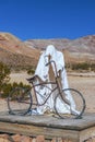 Rhyolite Ghost Town.Nevada.USA - February 21, 2018 - Figure of Ghost Rider in the Goldwell Open Air Museum