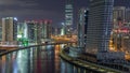 The rhythm of the city of Dubai near canal aerial timelapse Royalty Free Stock Photo