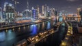 The rhythm of the city of Dubai near canal aerial timelapse Royalty Free Stock Photo