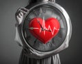 The rhythm of the heart on the clock hands Royalty Free Stock Photo