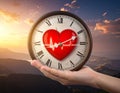 The rhythm of the heart on the clock hands Royalty Free Stock Photo