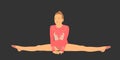 Rhythmic gymnastic girl on the floor doing twine vector silhouette illustration isolated on background. Royalty Free Stock Photo
