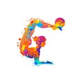 Rhythmic gymnastics girl with ball. Dancer silhouette Royalty Free Stock Photo