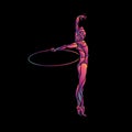 Rhythmic Gymnastics with Hoop Silhouette on black background