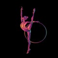 Rhythmic Gymnastics with Hoop Silhouette on black background