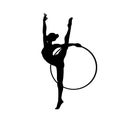 Rhythmic Gymnastics with Hoop Silhouette on white background