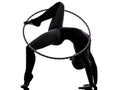 Rhythmic Gymnastics with hula hoop woman silhouette Royalty Free Stock Photo