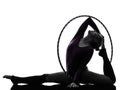 Rhythmic Gymnastics with hula hoop woman silhouette Royalty Free Stock Photo