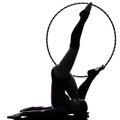 Rhythmic Gymnastics with hula hoop woman silhouette Royalty Free Stock Photo