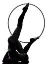 Rhythmic Gymnastics with hula hoop woman silhouette Royalty Free Stock Photo