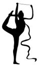 Rhythmic Gymnastics: Ribbon BW Royalty Free Stock Photo