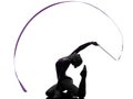 Rhythmic Gymnastics with ribbon woman silhouette