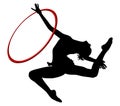 Rhythmic gymnastics. Ring. Gymnastics woman silhouette. Royalty Free Stock Photo