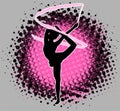 Rhythmic gymnastics silhouette on the abstract halftone background - vector