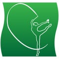 Rhythmic gymnastics silhouette icon of a set. Line green gradient illustration