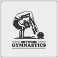 Rhythmic gymnastics silhouettes. Female silhouette of gymnast. Sport emblem, logos and design elements. Royalty Free Stock Photo